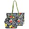 2 in 1 Butterfly Leopard Print Patent Tote Value SET