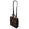 Leopard Twist Lock Flap Convertible Backpack
