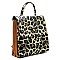 Leopard Twist Lock Flap Convertible Backpack