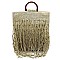 Straw Fringe Wooden Top Handle Tote