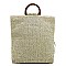 Straw Fringe Wooden Top Handle Tote