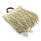 Straw Fringe Wooden Top Handle Tote