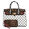 2-in-1 Leopard Zebra Monogram Padlock Satchel