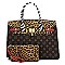 2-in-1 Leopard Zebra Monogram Padlock Satchel