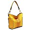 Ostrich Croc Side Zip Pocket Shoulder Bag