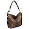 Ostrich Croc Side Zip Pocket Shoulder Bag