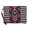 3 in 1 Aztec & Stripe Print Oversized Tote Clutch Wallet SET