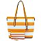 Saffiano Textured Stripe 2-in-1 Tote Bag