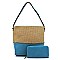Straw Colorblock 2-in-1 Shoulder Bag
