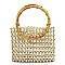 Bamboo Top Handle Beaded Tote