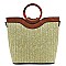 2-Way Resin Handle Accent Bamboo Straw Satchel