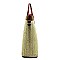 2-Way Resin Handle Accent Bamboo Straw Satchel