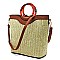 2-Way Resin Handle Accent Bamboo Straw Satchel
