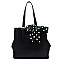 3-Compartment Polka Dot Scarf Accent Tote