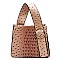 Top Handle Ostrich Croc Buckle Satchel