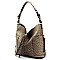 Ostrich Croc Side Zip Pocket 2-in-1 Shoulder Bag Hobo