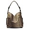 Ostrich Croc Side Zip Pocket 2-in-1 Shoulder Bag Hobo