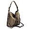 Ostrich Croc Side Zip Pocket 2-in-1 Shoulder Bag Hobo