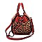 Leopard Print Drawstring Satchel