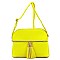 Multi Compartment Zip Tassel Crossbody Bag