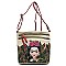 Multi Compartment Frida Kahlo Flower Crossbody Bag