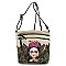 Multi Compartment Frida Kahlo Flower Crossbody Bag