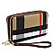 Plaid Check Double Zip Around Wallet Wristlet