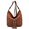 Fashion Tassel Zip Bucket Crossbody Bag