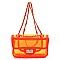 See Thru Twist Lock Neon 2-in-1 Satchel Crossbody Bag