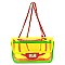 See Thru Twist Lock Neon 2-in-1 Satchel Crossbody Bag