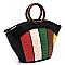 Ostrich Croc Multi Patchwork Satchel