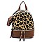 3-in-1 Leopard Print Convertible Backpack Wallet Set
