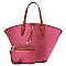 2-in-1 Ostrich Croc Bucket Satchel