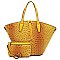 2-in-1 Ostrich Croc Bucket Satchel