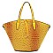 2-in-1 Ostrich Croc Bucket Satchel