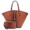 2-in-1 Ostrich Croc Bucket Satchel