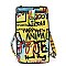 Multi Graffiti Print Crossbody Bag Cell Phone Purse