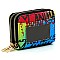 Trendy Double Zip Multi Graffiti Print Accordion Card Holder Wallet