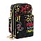 Trendy Multi Graffiti Print Cell Phone Purse Crossbody Bag