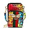 Pack of 6 pieces 2-in-1 BEE ACCENT  Multi Graffiti Print Cell Phone Purse & Crossbody Bag