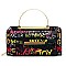 Fashionable Top Handle Multi Graffiti Print Round Crossbody Bag Clutch Wallet