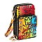 Trendy Multi Graffiti Print Cell Phone Purse Crossbody Bag