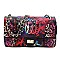 Large Quilted Multi Graffiti Print Shoulder Bag