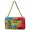 Large Quilted Multi Graffiti Print Shoulder Bag