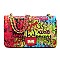 Large Quilted Multi Graffiti Print Shoulder Bag