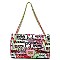 Large Quilted Multi Graffiti Print Shoulder Bag