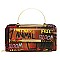 Trendy Multi Graffiti Print Round Top Handle Crossbody Bag Clutch Wallet