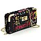 Trendy Multi Graffiti Turn Lock Crossbody Wallet