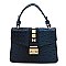 Ostrich Croc Studded Top Flap Crossbody Bag