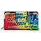 Trendy Multi Graffiti Turn Lock Crossbody Wallet